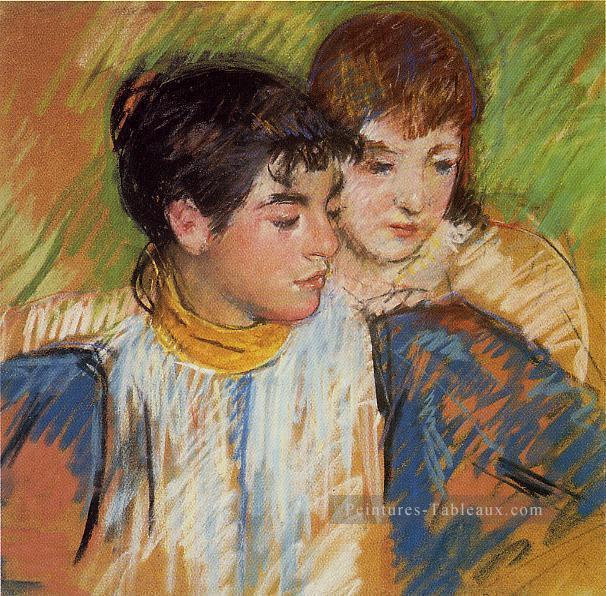 Les Deux Sœurs mères des enfants Mary Cassatt Peintures à l'huile